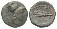 Lykien Lykien. Olympos. Bronze. 2. - 1. Jhdt. v. Chr. Vs: Kopf der Athena mit korinthischem Helm rechts. Rs: Blitzbündel. 19 mm. 5,06 g. Imhoof-Blumer S. 307, 1; SNG von Aulock 4376. Sehr selten. Sehr
