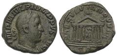 Philippus I. Arabs (244 - 249 n. Chr.). Sesterz. 244 - 249 n. Chr. Rom. Vs: IMP M IVL PHILIPPVS AVG. Büste mit Lorbeerkranz, Paludament und Panzer rechts. Rs: SAECVLVM NOVVM. Im Abschnitt: S - C. Acht