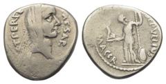 Römische Bürgerkriege C. Iulius Caesar. Denar (Silber). 44 v. Chr. Rom. Vs: CAESAR / DICT PERPETVO. Verschleierter Kopf des Caesars mit Lorbeerkranz nach rechts. Rs: P SEPVLLIVS / MACER. Venus mit Vic