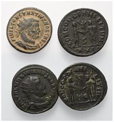 Roman Coins - Lots Römische Münzen - Lots. Römische Kaiserzeit. Lot (4 Stück): Maximianus, Antoninian. Maximianus, Radiati (2x). Constantius I. Chlorus, Radiatus. Meist sehr schön. Verkauft wie besehe