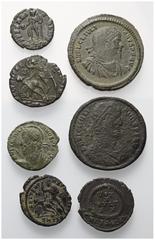 Roman Coins - Lots Römische Münzen - Lots. Römische Kiserzeit. Iulianus II. Apostata (360 - 363 n. Chr.). Lot (7 Stück): Kleinbronze (5x) und Folles (2x). Schön - sehr schön. Verkauft wie besehen, kei