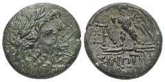 Greek Coins Paphlagonien. Sinope. Bronze. Ca. 85 - 65 v. Chr. Vs: Kopf des Zeus mit Lorbeerkranz rechts. Rs: Adler auf Blitzbündel nach links stehend, Kopf nach rechts gewandt; links im Feld Monogramm