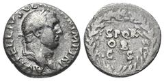 Roman Imperial Coinage Vitellius (69 n. Chr.). Denar (Silber). 69 n. Chr. Rom. Vs: A VITELLIVS GERMAN IMP TR P. Kopf mit Lorbeerkranz rechts. Rs: SPQR / OB / CS in Eichenkranz. 18 mm. 3,13 g. RIC 83; 