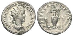 Roman Imperial Coinage Herennius Etruscus (251 n. Chr.). Antoninian (Silber). 250 - 251 n. Chr. Rom. Vs: Q HER ETR MES DECIVS NOB C. Büste mit Strahlenkrone und Paludament rechts. Rs: PIETAS AVGVSTORV