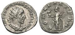 Roman Imperial Coinage Aemilianus (253 n. Chr.). Antoninian (Silber). 253 n. Chr. Rom. Vs: IMP AEMILIANVS PIVS FEL AVG. Büste mit Strahlenkrone, Paludament und Panzer rechts. Rs: ROMAE AETERN. Roma mi