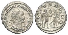 Roman Imperial Coinage Gallienus (253 - 268 n. Chr.). Antoninian (Billon). 255 - 256 n. Chr. Samosata. Vs: IMP C P LIC GALLIENVS P F AVG. Büste mit Strahlenkrone, Paludament und Panzer rechts. Rs: VIR