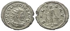 Roman Imperial Coinage Claudius II. Gothicus (268 - 270 n. Chr.). Antoninian (Silber). 268 - 270 n. Chr. Rom. Vs: IMP C CLAVDIVS AVG. Drapierte, gepanzerte Büste mit Strahlenkrone rechts. Rs: SALVS AV