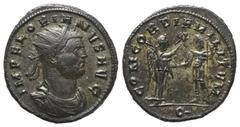 Roman Imperial Coinage Florianus (276 n. Chr.). Antoninian. 276 n. Chr. Cyzicus. Vs: IMP FLORIANVS AVG. Büste mit Strahlenkrone, Paludament und Panzer rechts. Rs: CONCORDIA MILITVM / Q. Victoria mit P