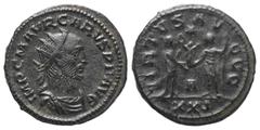 Roman Imperial Coinage Carus (282 - 283 n. Chr.). Antoninian. 283 n. Chr. Siscia. Vs: IMP C M AVR CARVS P F AVG. Büste mit Strahlenkrone, Paludament und Panzer rechts. Rs: VIRTVS AVGG / XXI. Carinus m