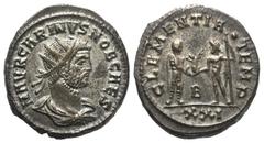 Roman Imperial Coinage Carinus (283 - 285 n. Chr.). Antoninian. 282 - 283 n. Chr. Cyzicus. Vs: M AVR CARINVS NOB CAES. Büste mit Strahlenkrone und Paludament rechts. Rs: CLEMENTIA TEMP / XXI. Jupiter 