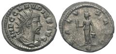 Roman Imperial Coinage Claudius II. Gothicus (268 - 270 n. Chr.). Antoninian. 268 - 270 n. Chr. Antiochia. Vs: IMP C CLAVDIVS AVG. Büste mit Strahlenkrone, Paludament und Panzer rechts. Rs: Isis Faria