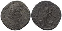 Roman Imperial Coinage Commodus (177 - 192 n. Chr.). Sesterz. 183 - 184 n. Chr. Rom. Vs: M COMMODVS ANTONINVS AVG PIVS. Kopf mit Lorbeerkranz rechts. Rs: ANN AVG TR P VIIII IMP VI COS IIII P P / S - C