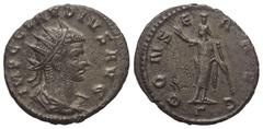 Roman Imperial Coinage Claudius II. Gothicus (268 - 270 n. Chr.). Antoninian (Billon). 268 - 269 n. Chr. Antiochia. Vs: IMP C CLAVDIVS AVG. Drapierte Büste mit Strahlenkrone rechts. Rs: CONSER AVG / G