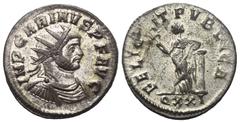 Roman Imperial Coinage Carinus (283 - 285 n. Chr.). Antoninian. 283 - 285 n. Chr. Rom. Vs: IMP CARINVS P F AVG. Büste mit Strahlenkrone und Panzer rechts. Rs: FELICIT PVBLICA / QXXI. Felicitas mit Cad