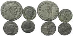 Lots - Ancient Coins Römische Münzen - Lots. Kaiserzeit. Lot (4 Stück): Maiorina (1x) und Follis (3x). Diocletianus, Constantius, Licinius I. und Maximinus II. Daia. Meist fast vorzüglich.