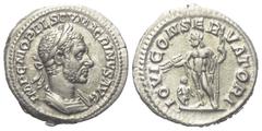 Roman Imperial Coinage Macrinus (217 - 218 n. Chr.). Denar (Silber). 217 n. Chr. Rom. Vs: IMP C M OPEL SEV MACRINVS AVG. Büste mit Lorbeerkranz und Panzer rechts. Rs: IOVI CONSERVATORI. Jupiter mit Bl