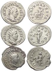 Lots - Ancient Coins Römische Münzen - Lots. Kaiserzeit. Lot (3 Stück, Silber): Antoniniane des Philippus Arabs (244 - 249 n. Chr.) und Trebonianus Gallus (251 - 253 n. Chr.). Fast vorzüglich - vorzüg