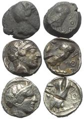 Lots - Ancient Coins Griechische Münzen - Lots. Athen (Attika). Lot (3 Stück, Silber): Tetradrachme, 5. Jhdt. v. Chr. Sehr schön - fast sehr schön. Verkauft wie besehen, keine Rückgabe / Sold as viewe
