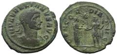 Roman Imperial Coinage Aurelianus (270 - 275 n. Chr.). As. 275 n.Chr. Dom. Vs: IMP AVRELIANVS AVG. Büste mit Lorbeerkranz und Panzer rechts. Rs: CONCORDIA AVG. Im Abschnitt: Z. Severina und Aurelianus