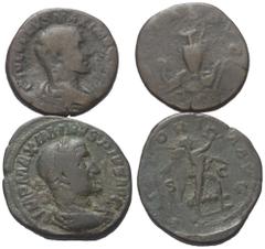 Lots - Ancient Coins Römische Münzen - Lots. Kaiserzeit. Lot (2 Stück, Bronze): Sesterz des Maximinus I. Thrax (235 - 238 n. Chr.) und Sesterz des Maximus (Caesar 236 - 238 n. Chr.). Sehr gut erhalten