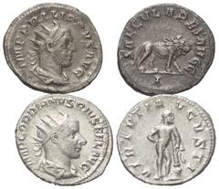 Lots - Ancient Coins Römische Münzen - Lots. Kaiserzeit. Lot (2 Stück, Silber): Antoniniane des Gordianus III. (238 - 244 n. Chr.) und Philippus I. Arabs (244 - 249 n. Chr.). Sehr schön. Verkauft wie 