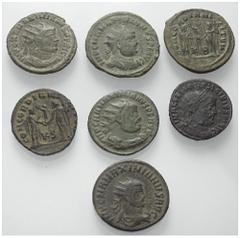 Lots - Ancient Coins Römische Münzen - Lots. Kaiserzeit. Lot (7 Stück): Antoniniane und Radiati. Unter anderem von Maximianus I. Herculius (285 - 310 n. Chr.), Constantius I. Chlorus (305 - 306 n. Chr