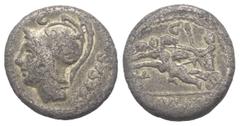 Römische Republik L. Iulius Caesar. Denar (Silber). 103 v. Chr. Rom. Vs: CAESAR. Kopf des Mars links. Rs: L IVLI L F. Venus mit Szepter in Cupidobiga nach links fahrend. 17 mm. 3,48 g. Cr. 320/1. Selt