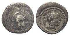 Greek Dynasten von Lykien. Unbestimmte Dynasten. 1/12 Stater (Obol, Silber). Um 400 / 380 v. Chr. Vs: Kopf der Athena mit attischem Helm rechts. Rs: Kopf der Athena mit attischem Helm rechts; im Feld 