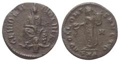 Roman Imperial Coinage Maximinus II. Daia (310 - 313 n. Chr.). Kleinbronze. 310 - 313 n. Chr. Antiochia. Vs: GENIO ANTIOCHENI. Tyche en face sitzend, darunter schwimmender Flussgott Orontes. Rs: APOLL