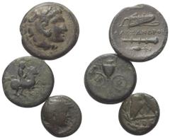 Lots - Ancient Coins Griechische Münzen - Lots. Alexander III. (Königreich Makedonien) / Krannon (Thessalien) / Athen (Attika). Lot (3 Stück): Bronze, 4. - 1. Jhdt. v. Chr. Sehr schön. Verkauft wie be