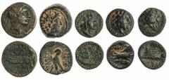Ancient Greece and the Hellenistic States Syria and Phoenicia, A Selection of Bronze Coinage, (5): Seleukid Kingdom of Syria, Antiochus VIII Epiphanes, (121-97BC) AE, Antioch, radiate head right, rev.