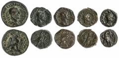 The Roman Empire Roman Empire, A Set of Third-Century Provincial Issues, (5): Trajan Decius, (AD249-251), BI Tetradrachm, Antioch, Syria, c.AD249-250,AIT KG MEKI TRAIANOS DEKIOS SEV, laureate bust rig