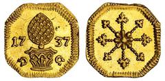 WORLD GOLD COINS Germany, Augsburg, Imperial Free City, temp. Karl VI, Holy Roman Emperor (1711-1740), 'Godparent Money' Octagonal Offstrike in Gold for a Heller and 'New Year's Day Angsterli' 1/4-Kli
