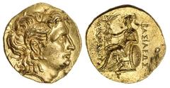 ANCIENT COINS Kingdom of Thrace, Lysimachos (323-281 BC), Early Posthumous Issue, AV Stater, struck c. 286-281 BC, Pella, diademed head of the deified Alexander III right, with Ammon horn, rev. BASILE