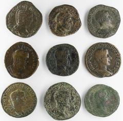 Ancients - Roman Bronze Roman Empire, Bronze of the Third Century (9): Maximinus I AE Sestertius, IMP MAXIMINVS PIVS AVG rev. SALVS AVGVSTI SC, 16.28g; Maximus, as Caesar AE Sestertius, MAXIMVS CAES G