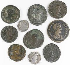 Ancients - Roman Bronze Roman Empire, Selection of Third and Fourth-Century Bronze, Billion and Silver (10): Postumus (AD260-269) BI Antoninianus. Treveri, 268, IMP C POSTVMVS P F AVG, radiate, draped