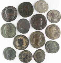 Ancients - Roman Bronze Selection of Roman Bronze from Macrinus to Maxentius (14): i) Macrinus, Laodicea (BMC, 26) ; ii) Diadumenian, c. 218, Edessa (Bell, 515); Alexander Severus, (RIC, 645); Maximin