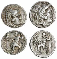 Ancients - Greek Silver The 'Kyrios' Collection | Kingdom of Macedon, Alexander III 'The Great' (336-323 BC), A pair of Tetradrachms (2): i) AR Tetradrachm, Salamis, Cyprus, Head of Herakles right, cl