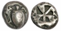 Ancients - Greek Silver The 'Kyrios' Collection | Attica, Aegina, AR Didrachm, c. 520-480 BC, 'Sea Turtle' with smoothed back seen from above, head in profile rev. Incuse skew pattern, 12.10g (Cf. Mea