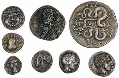 Ancients - Greek Silver A Selection of Greek Silver (8): including Mysia, Parion, 4th c. BC, AR Hemidrachm, Gorgoneion, rev. bull standing left with head right, PA above, PI and crescent below, 2.42g 