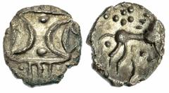 Celtic Coins The 'Haddenham' Collection of English Coins | Iceni, Ecen (c.10-43 AD), (2) AR Coins including: AR Unit, double crescent emblem on vertical wreath, rev. horse right, corn ear mane, one pe