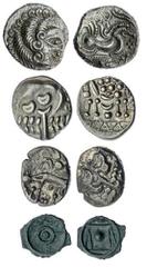 English Hammered Coins Celtic Coins (4) | including, Iron Age, Channel Islands, Coriosolites (75-50 BC), 'Ogmios and Boar' Silver Stater, crude head right, rev. bird-headed horse right, boar below, 6.
