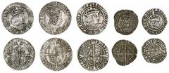 ENGLISH HAMMERED COINS House of Tudor (5): including: Henry VII (1485-1509) (2), Regular Profile Issue, Groat, c. 1505-1509, Tower, crowned and draped bust right, rev. square-topped shield over long c