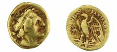 Ancient Greece and the Hellenistic World Ptolemaic Kingdom of Egypt, Ptolemy I Soter (305/4-282 BC), AV Tetrarte or 1/10-Trichryson or Triobol of AV Hemidrachm, c. 294-285 BC, Alexandria, diademed hea