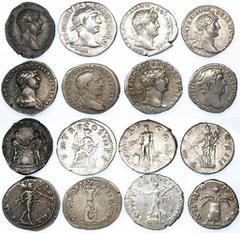 Roman Empire Selection of 8 Denarii of Trajan and Hadrian (8): All with laureate head right, Trajan (4): i) GER DAC P M TR P, rev. COS V PP, Victory advancing left, holding wreath and palm, 3.15g (RSC