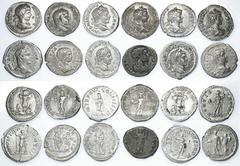 Roman Empire Roman Empire, Denarii of Geta and Caracalla (14): - Geta (2) i) as Caesar, struck under Septimius Severus, P SEPT GETA CAES PONT, draped bust right, rev. PRINC IVVENTVTIS Geta standing be