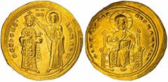 Byzantine Empire Byzantine Empire, Romanus III Argyrus (1028-1034), AV Histamenon, + IhS XIS REX REGNANTInm, Christ, nimbate, enthroned facing, raising hand in benediction and holding Gospels, rev. TH