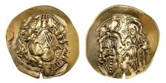 THE TRAJAN" COLLECTION OF BYZANTINE COINS" Byzantine Empire, Michael VIII Palaeologus (1261-1282), AV Hyperpyron, Constantinople, half-length figure of the Theotokos, orans, facing, surrounded by city