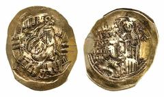 THE TRAJAN" COLLECTION OF BYZANTINE COINS" Byzantine Empire, Andronicus II Palaeologus (1282-1328), EL Hyperpyron, bust of Virgin Mary, orans, within city walls furnished with six groups of towers, re