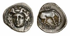 THE ESTAFEFETTE NO. 21" COLLECTION OF ANCIENT COINS" NGC Ch VF | Thessaly, Larissa, AR Drachm, c. 365-356 BC, head of the nymph Larissa facing slightly left, air in ampyx, wearing plain necklace, rev.